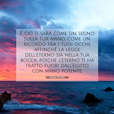 Esodo 13:9 RIV Immagine del Versetto della Bibbia