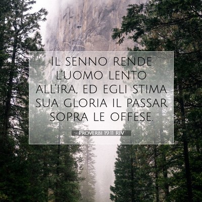 Proverbi 19:11 RIV Immagine del Versetto della Bibbia