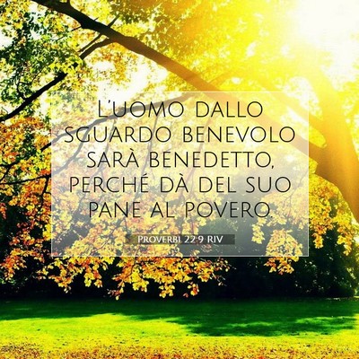 Proverbi 22:9 RIV Immagine del Versetto della Bibbia