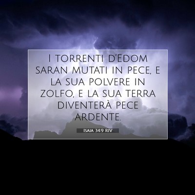 Isaia 34:9 RIV Immagine del Versetto della Bibbia