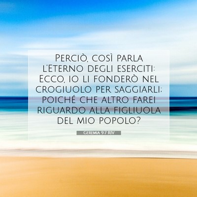Geremia 9:7 RIV Immagine del Versetto della Bibbia