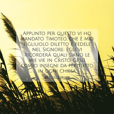 1 Corinzi 4:17 RIV Immagine del Versetto della Bibbia