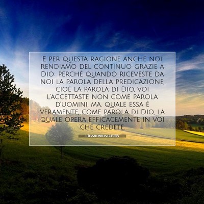1 Tessalonicesi 2:13 RIV Immagine del Versetto della Bibbia